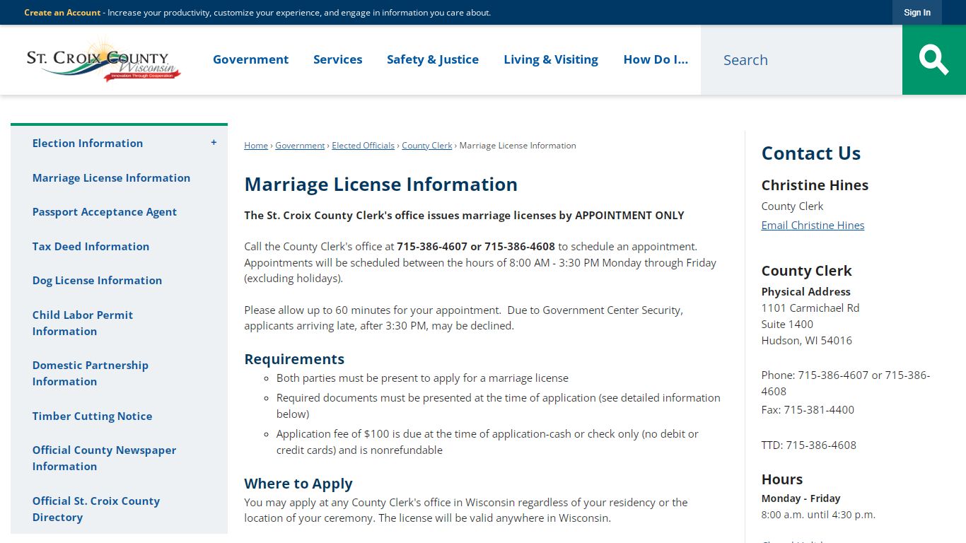 Marriage License Information | St. Croix County, WI